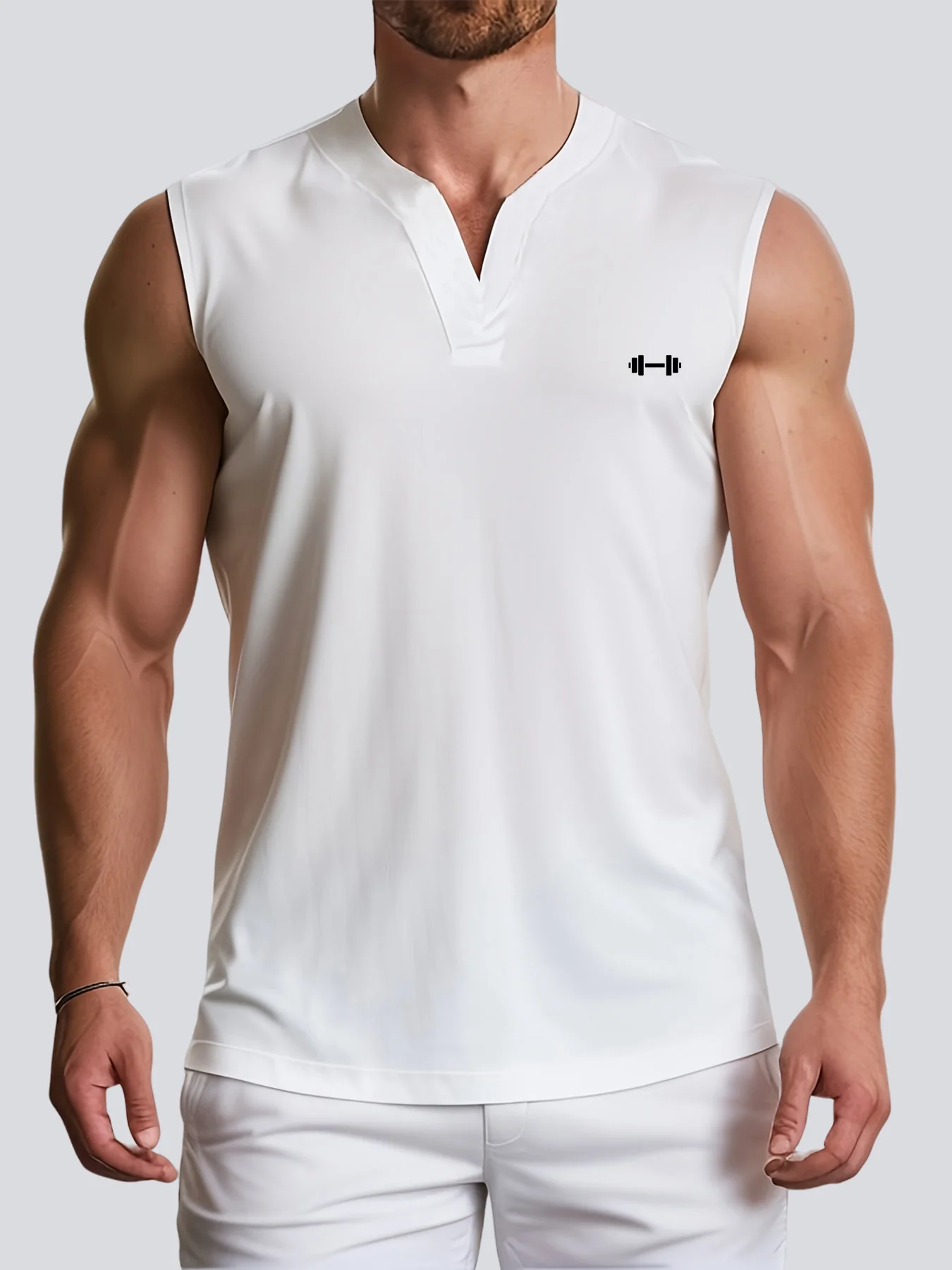 Men's Fitness Vest V-neck Sleeveless Training T-shirt Outdoor Running Casual Sports Vest men sport tees