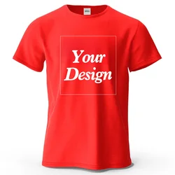 Personalized 100% Cotton Custom Design T-Shirt - Unisex Short or Long Sleeve - S (Red)