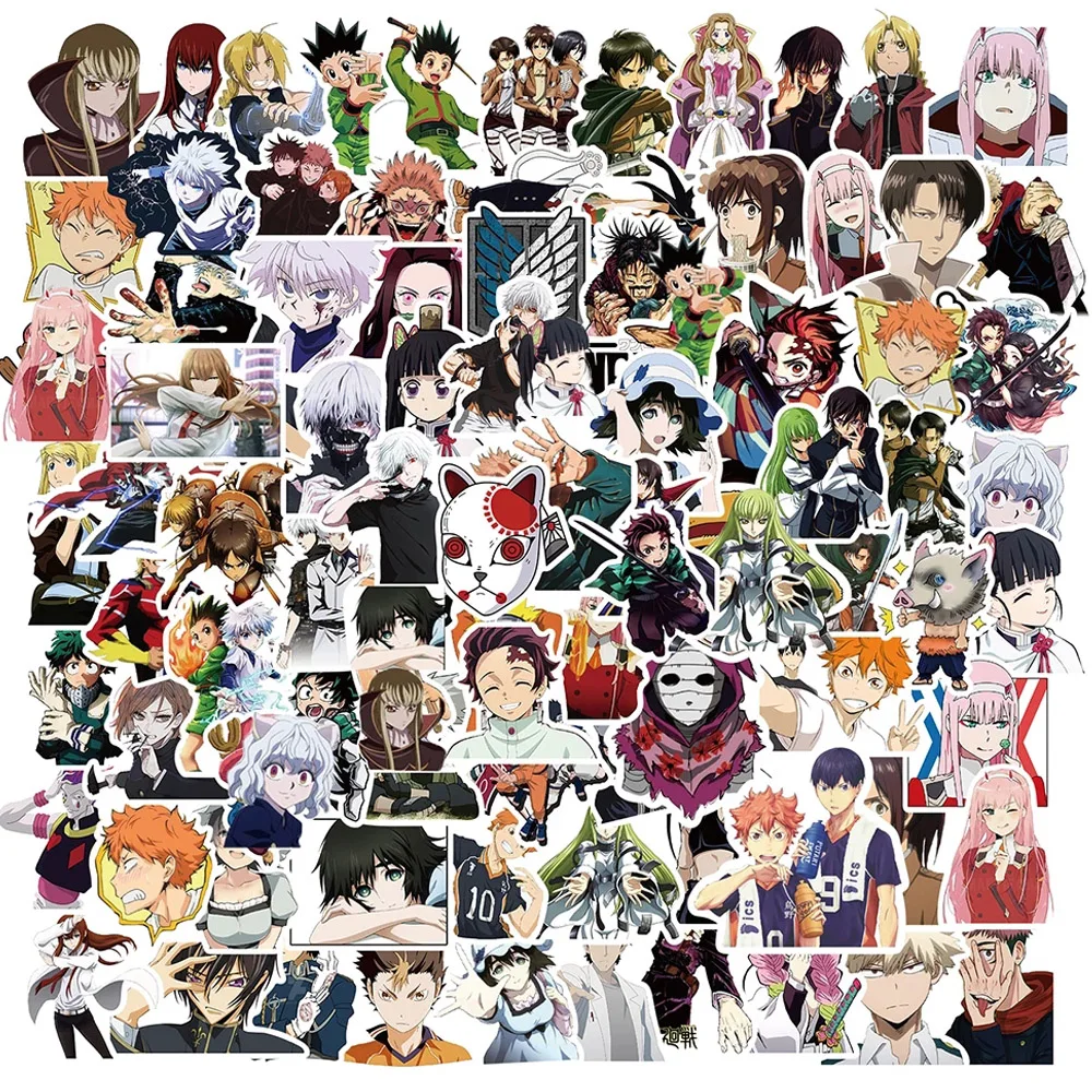 

10/30/50/100PCS Anime Stickers Mix Demon Slayer Jujutsu Kaisen Sticker Decal Phone Laptop Luggage Graffiti Kid Cartoon Sticker