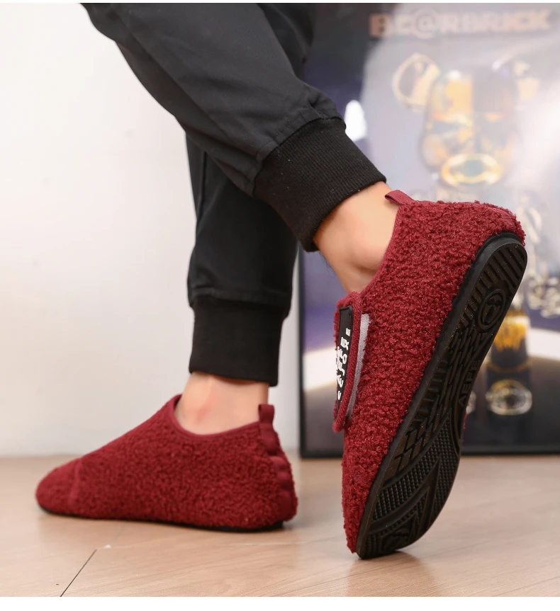 YRZL Winter Baumwolle Schuhe Männer Warm Slip auf Leichte Hausschuhe Männer Plüsch Schlafzimmer Hause Baumwolle Loafer Männer Winter Warme Schuhe – Detail 17