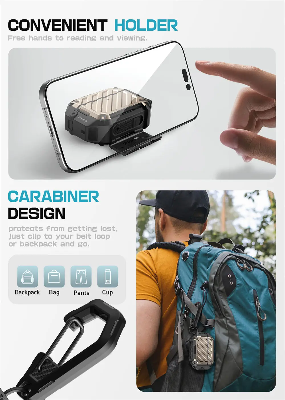 SUPCASE For Apple AirPods Pro 3 Case 3. Generation UB Mag IP68 Wasserdichte, kratzfeste Hartschalenhülle mit Schloss und Karabin – Detail 20