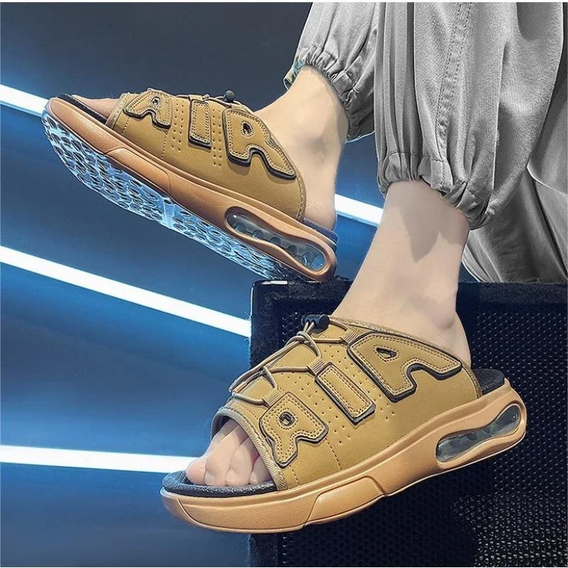 Men Fashionable Trendy Shoes Wooden Clogs Garden Shoes Outdoor Beach Sandals Flip Air Cushioned Summer Casual Shoes Men Slippers