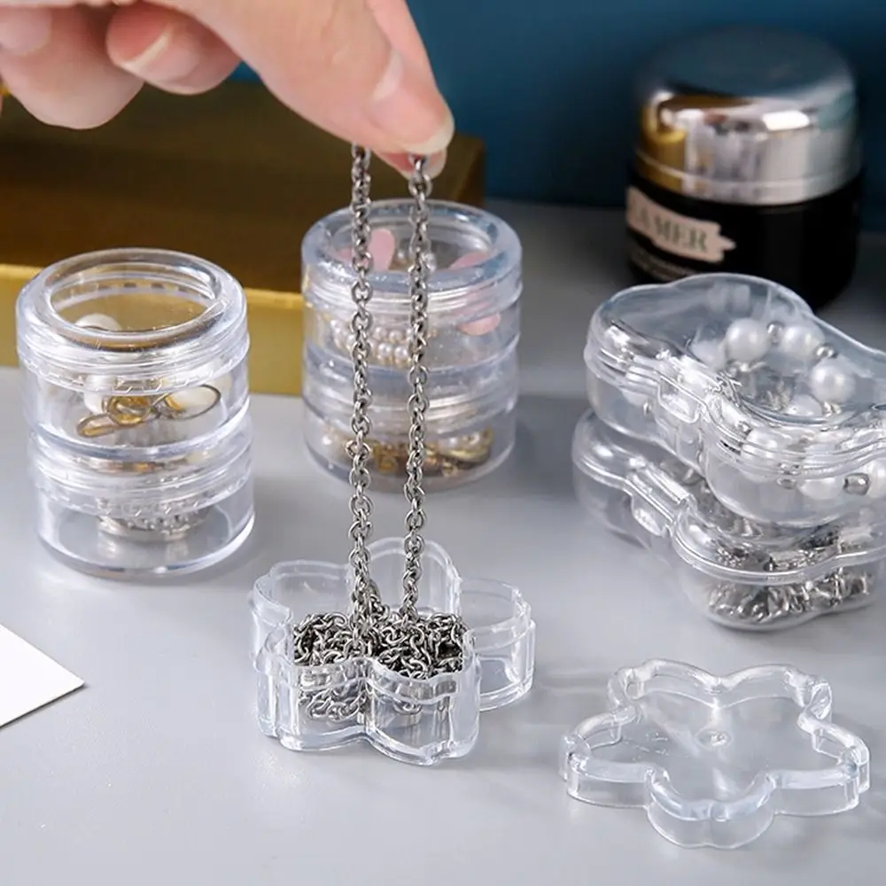 

Mini Plastic Storage Box Square Transparent Flip Portable Pill Container Jewelry Holder Earrings Small Packaging Display Case