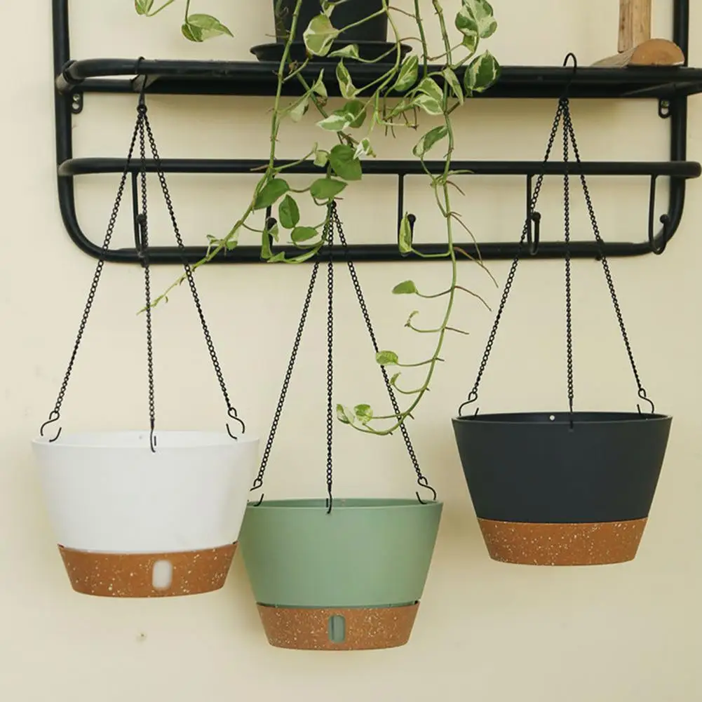 

5.5L Hanging Basket Anti-deform Resin Green Ivy Home Hanging Basket Plant Hanger with Removable Tray for Garden