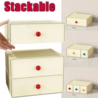 1-3Pcs Cream Dopamine Drawer Storage Box Multi-layer Stackable Free Combination Jewelry Storage Desk Entrance Storage Box 2