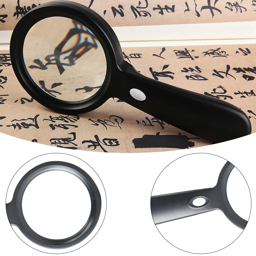 45X LED Magnifier Handheld Magnifier 12/3 LEDs Light Magnifying Glass Portable for Elder Reading Book/Newspaper Jewelry Loupe