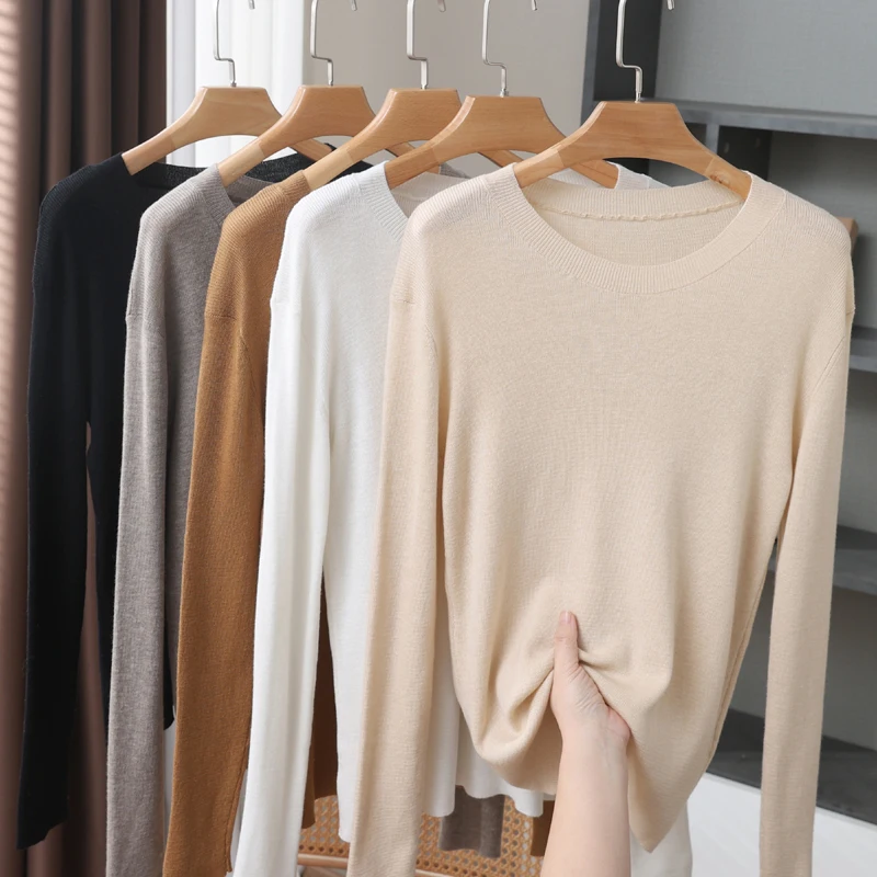 여름 여아용 라운드넥 가디건, 루즈핏 민소매 바지세트 11 여성용 메리노 울 스웨터, 크루넥 파인 모조 파인 스펀 스몰 드로우 스트립, 니트 풀오버 베이스 탑, 슈퍼 소프트 코스튬, 100%