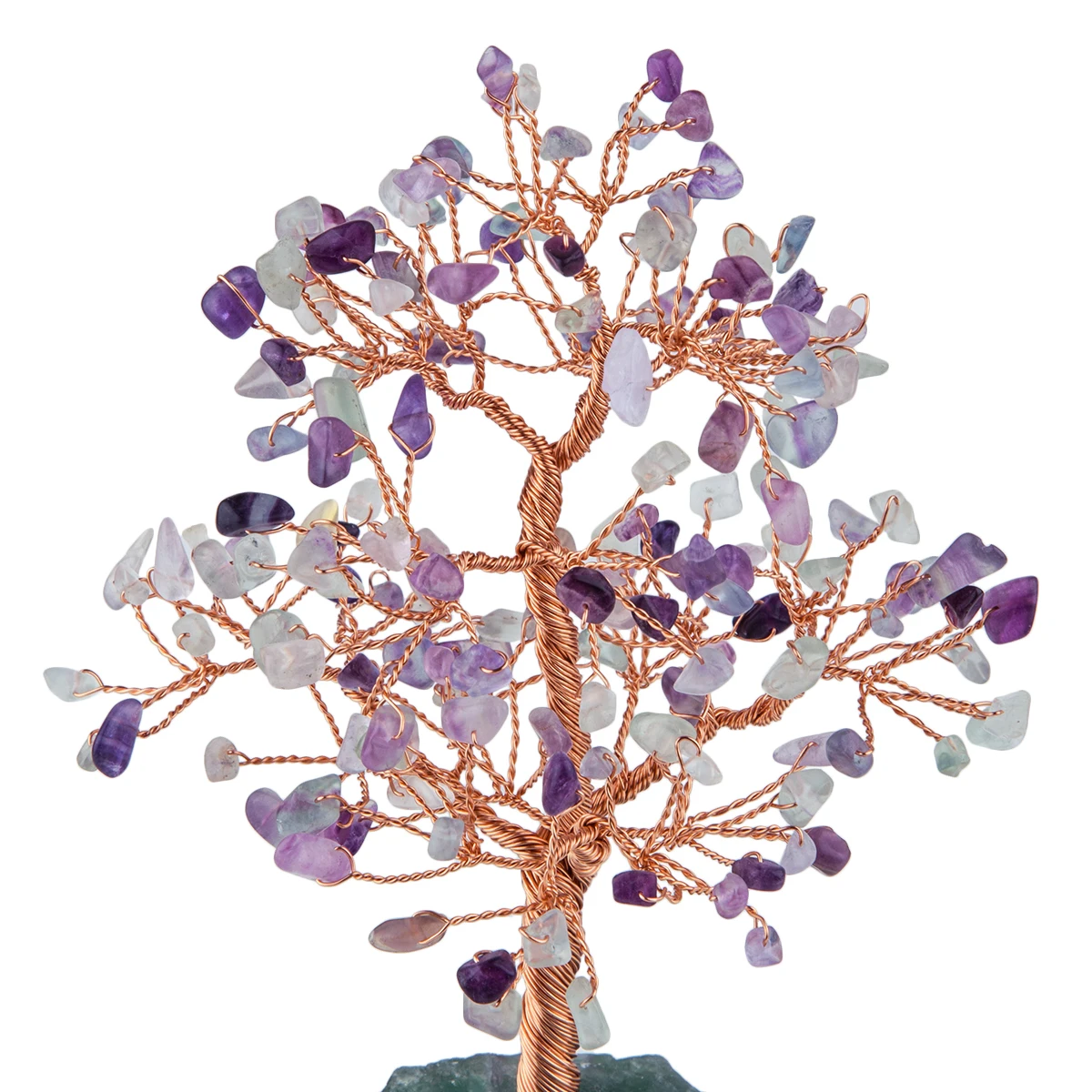 TUMBEELLUWA Natural Fluorite Crystal Money Tree With Rough Gemstone Base Lucky Tree For Home Office Decoration