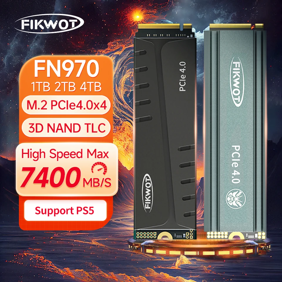 Fikwot FN970 SSD 512GB 1TB 2TB 4TB 7400MB/s PCIe4.0 M.2 NVMe with Dram  Cache Heatsink Internal Solid State Drive for PS5 Desktop - AliExpress