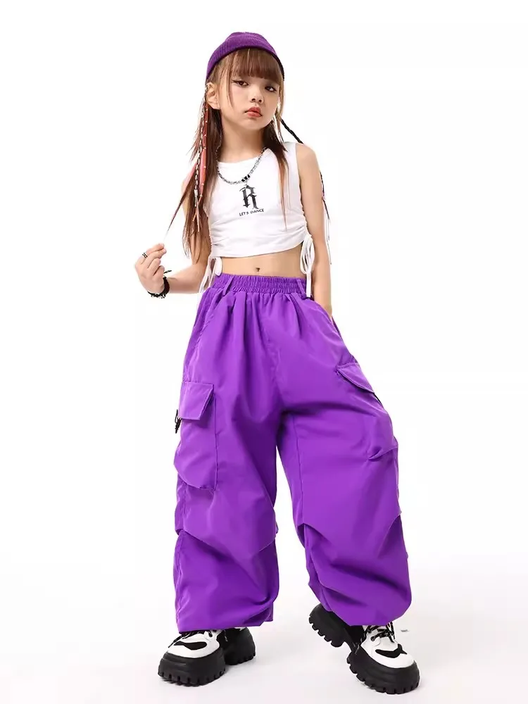 Girls Hip Hop Costume Jazz Dance Vest Loose Pants Street Dance Outfit Practice Wear Kids Performance Clothes Stage Wear BL11264