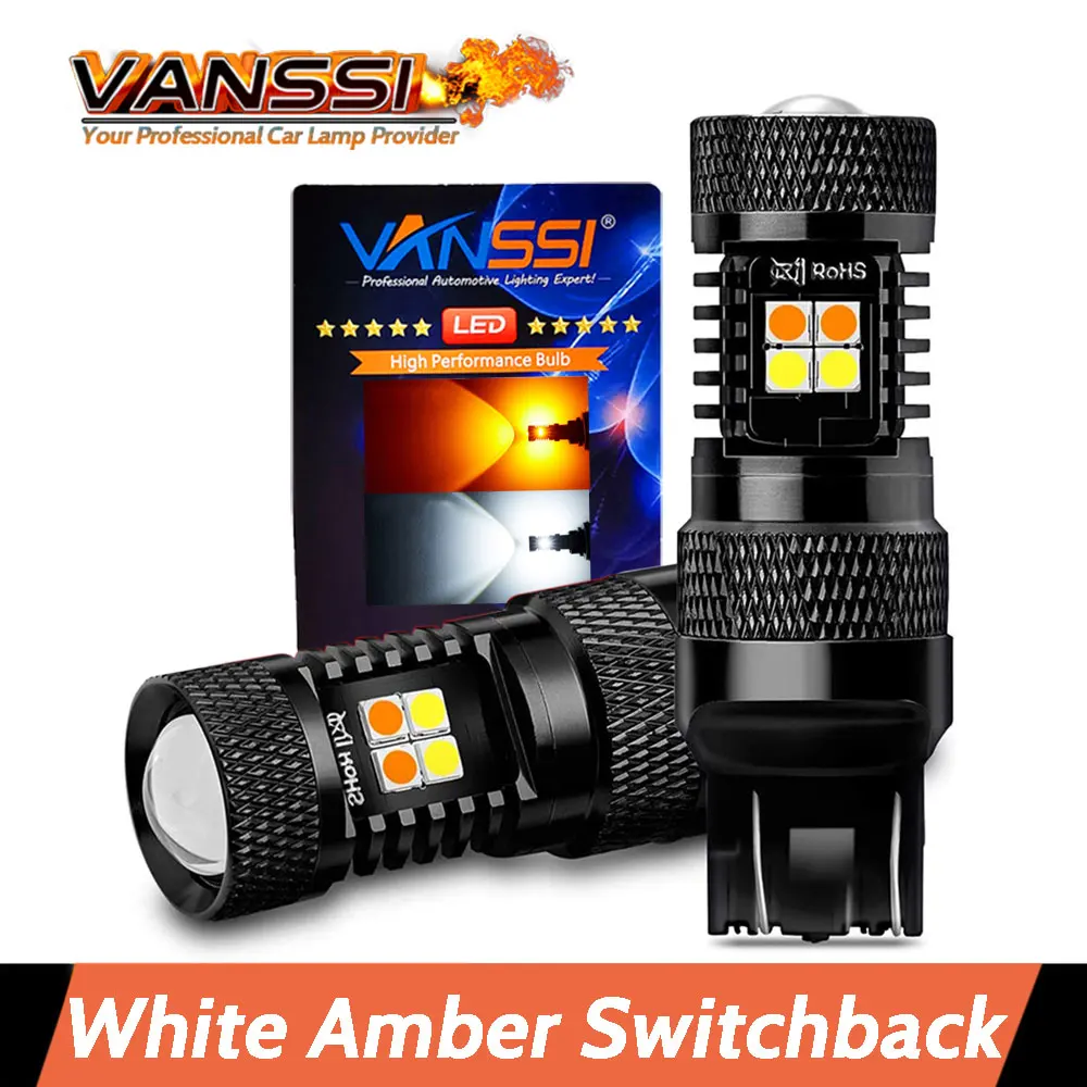 

3157 3457 4157 Switchback светодиодный лампы 7443 W21/5W T20/1157 Bay15d Белый/янтарный двухцветный для парковки автомобиля DRL/указатели поворота