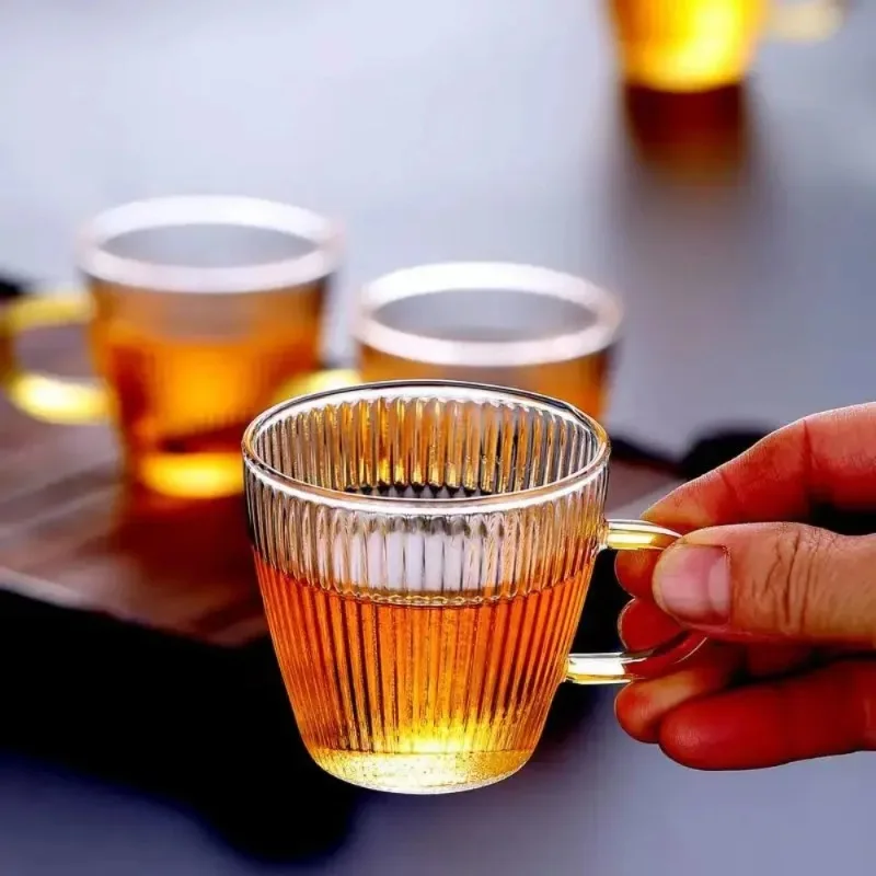 Glass Tea Cups Small Cups Home Tea Set Coffee Cup Set Water Cup Saucer Steak Juice Bucket Table Decor