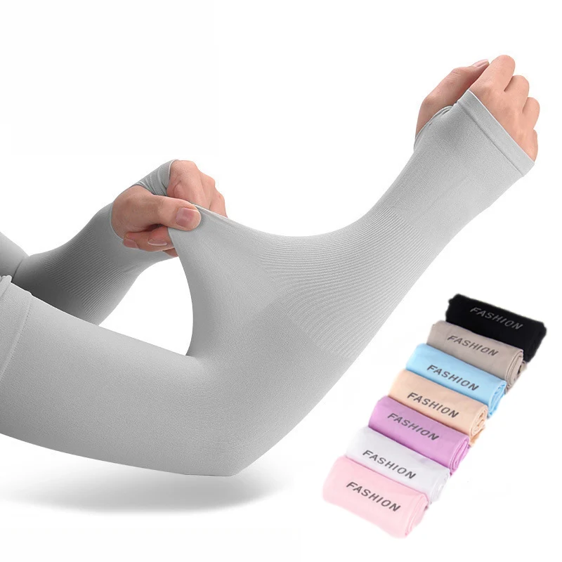 

1 Pair Ice Silk Sun Protection Arm Covers Unisex Elbow Cover Outdoor Cycling Running Fishing Driving Cool Anti-UV Arm Sleeves