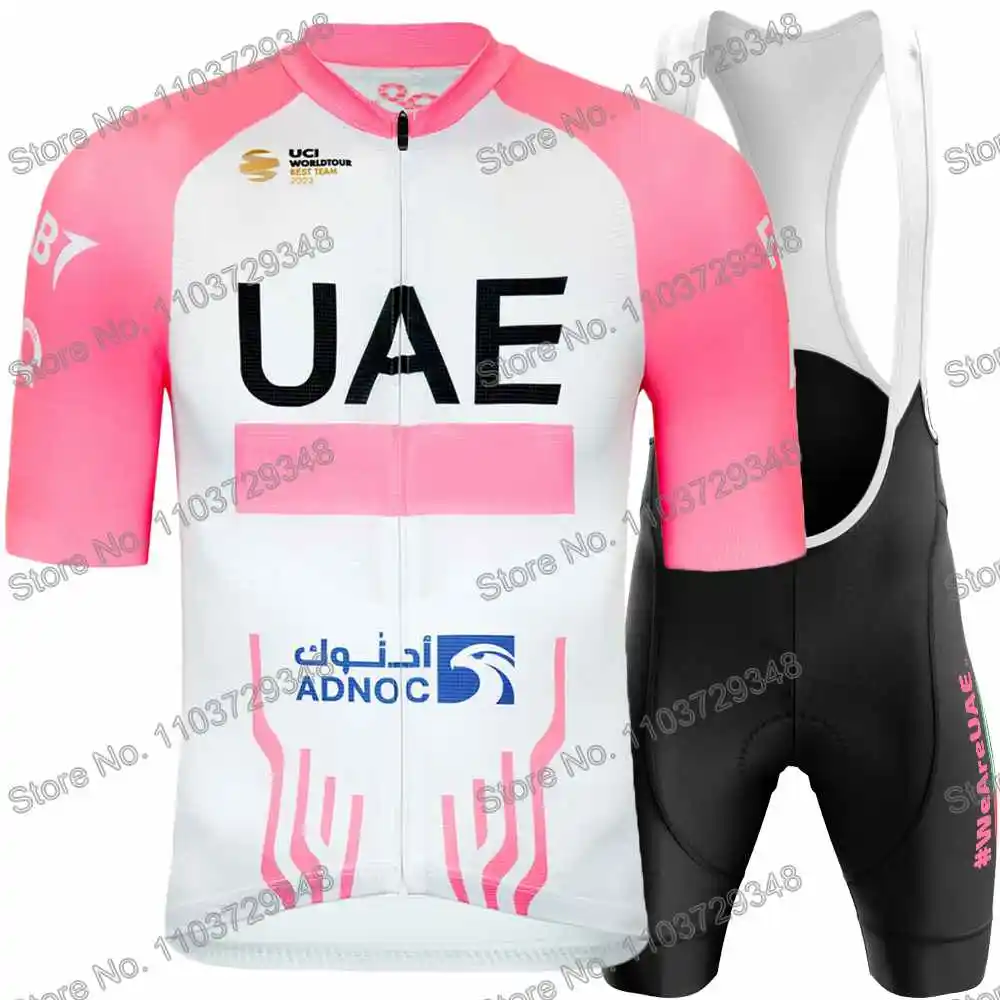 UAE Team 2024 Italy Tour France Tour Cycling Jersey Men's Set Summer Cycling Clothing Pink Road Bike Shirt Suit MTB Bib Shorts 6