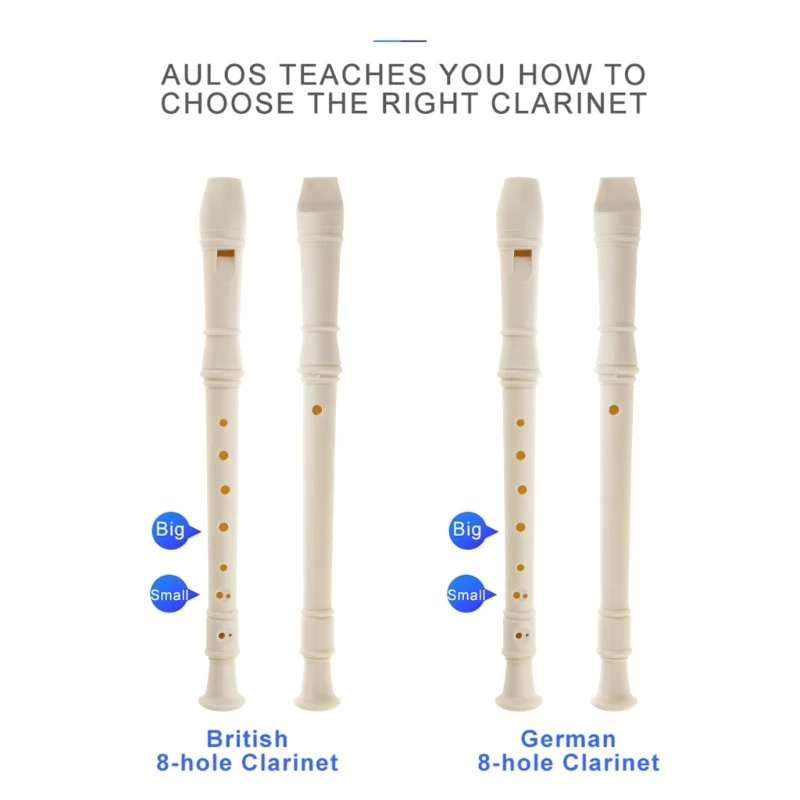 Soprano Recorder C Key 6 Hole 8 Hole Recorder Professional German Style Treble Flute Cleaning Rod and Carrying Bag Y1QE