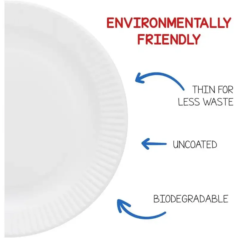 Products Paper Plates-Uncoated White Plate-Use for Foodware, Events, Activities, Crafts Projects and More