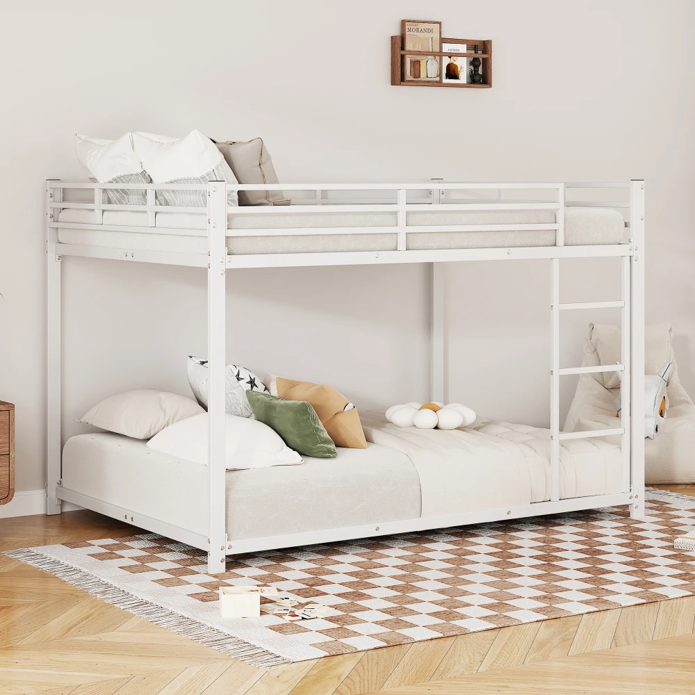Klassische Etagenbetten aus Eisen für Kinder, 140 x 200 cm/ 90 x 200 cm – robuste Kinderbetten aus Metall, platzsparendes Design mit Sicherheitsstange – Detail 30