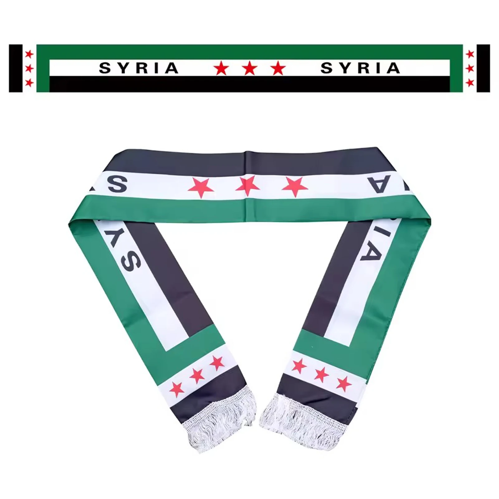 Green Syria Flag Scarf Three Stars Printed The Syrian Arab Republic Scarf For Men Women 3