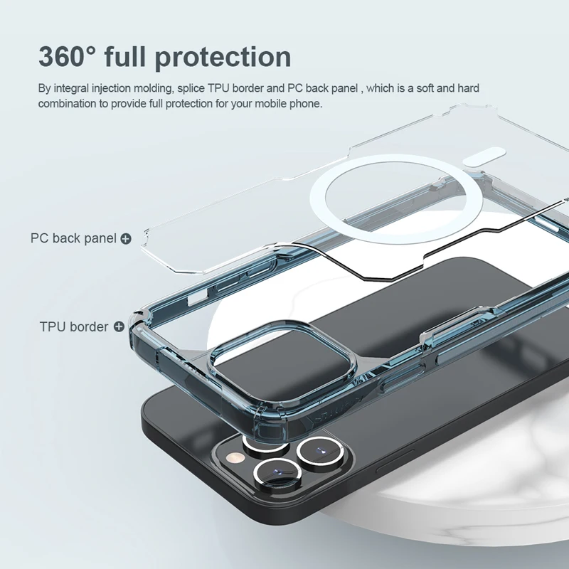 For iPhone 14 Pro Max Case Nillkin Clear PC+TPU Magnetic Case for Magsafe Charger Back Cover For iPhone 14 Pro Plus