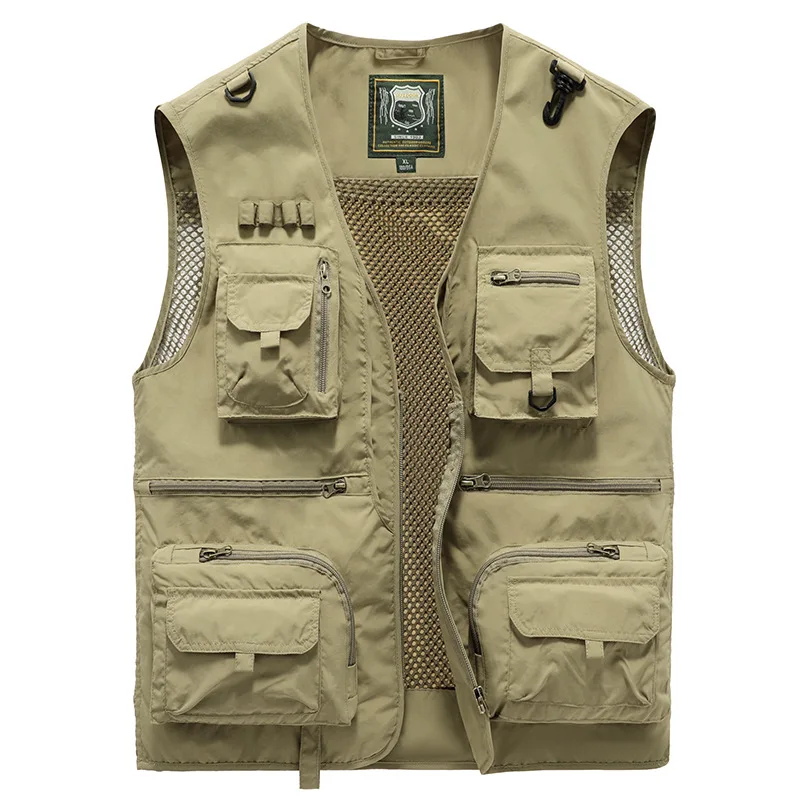 Summer Unloading New Men's US Tactical Hiking Fishing Vest Photographer Waistcoat Mesh Cargo Sleeveless Jacket Tools Pocket 5XL