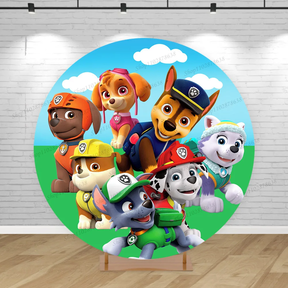 thumbnail image 1 of Fondo de fiesta de Paw Patrol, decoración circular, Chase An Ultimate Rescue, fondo para fotografía de cumpleaños de niños, pancarta decorativa, 1 of 5