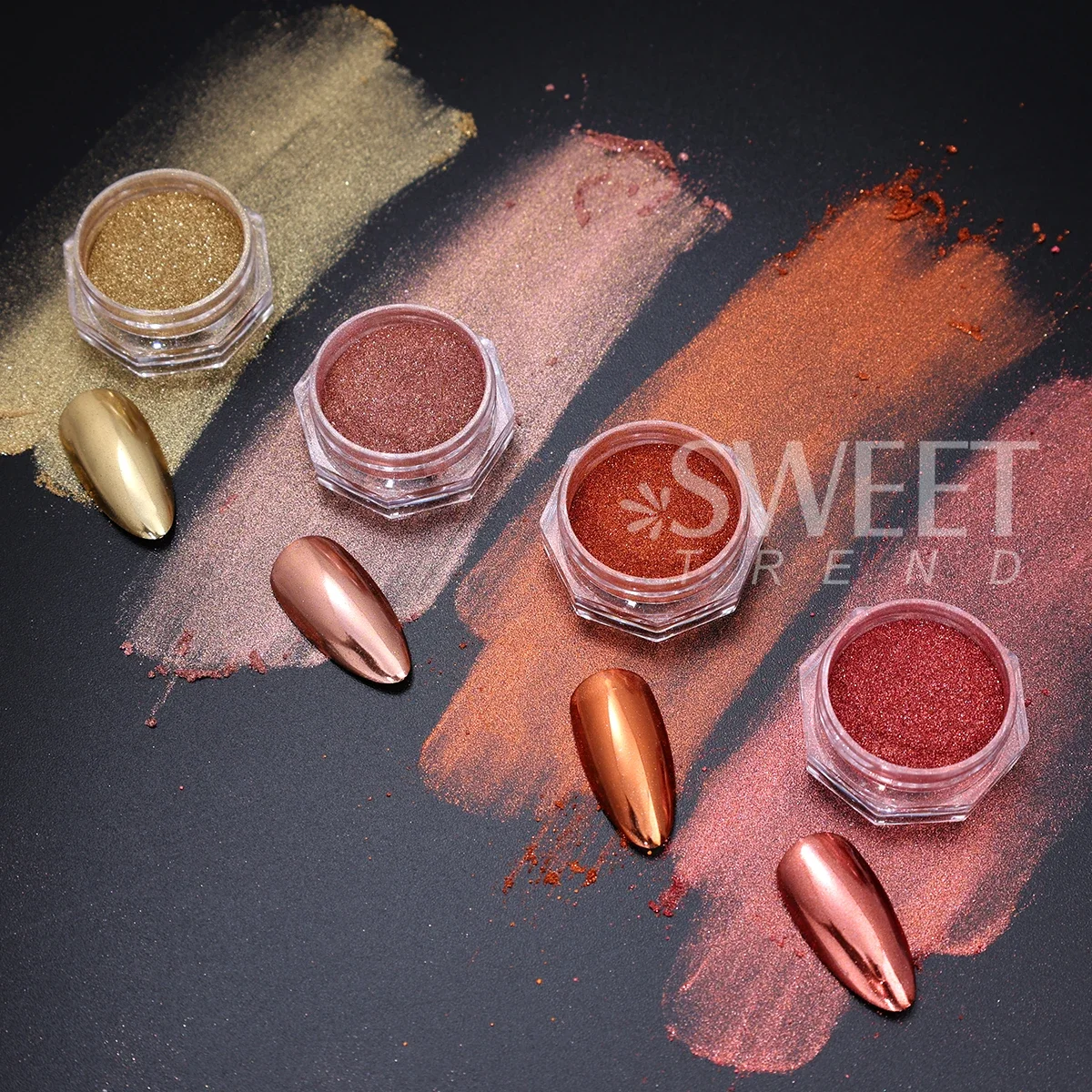 24pcs Colorful Y2K Mirror Nail Glitter Pigment Gold Silver Pink Metal Chrome Rubbing Dust DIY Charm Flash Manicure Decor Powder