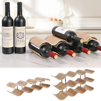 Portabottiglie in legno a 2/3 livelli Portabottiglie ondulato per armadietto dispensa cucina di casa Bar Espositore da appoggio
