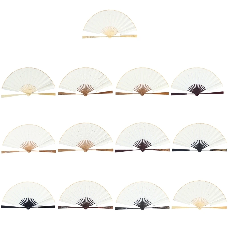 

Blank Rice Paper Sprinkle Hand Folding Stage Fan DIY Child Painting Dropship