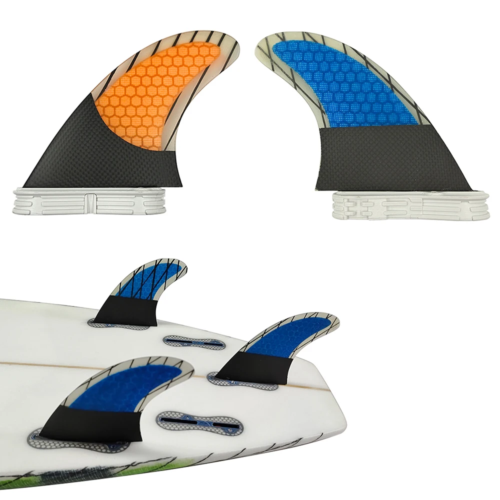 Tri Surf Fins Large Size UPSURF FCS 2 Carbon Honeycomb Short Board Fins 3pcs/set Fibreglass Quilhas Double Tabs 2 Surfboard Fins