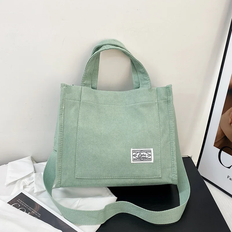Vintage Corduroy Retro Tote Bag - Multi-Color Casual Crossbody Handbag