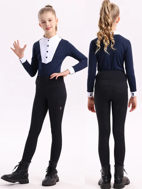 Summer children's equestrian pants high elasticity knitted children's horse riding pants full silicone 2
