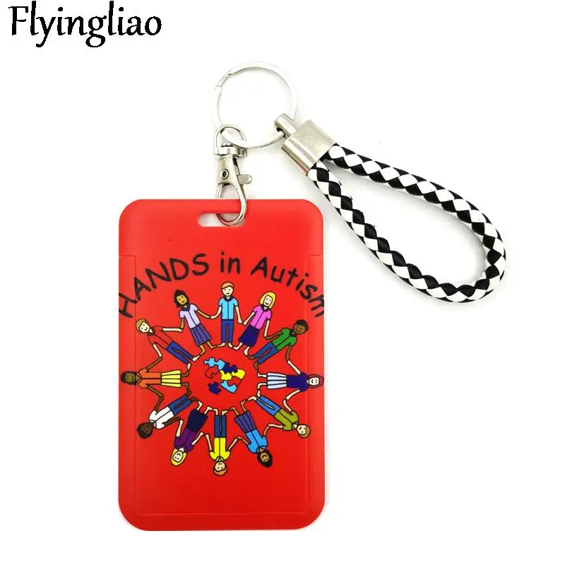 Autism pattern gules Art Cartoon Anime Fashion Lanyards Bus ID Name Work Card Holder Accessories Decorations Kids Gifts