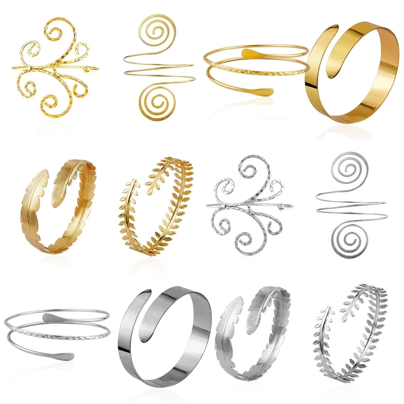 Bohemian Butterfly Leaf Charm Upper Bracelet Arm Chain Metal Hollow Out Geometric Pattern Retro Arm Cuff Bangle Body Bracelets bangle bracelet chain bracelet