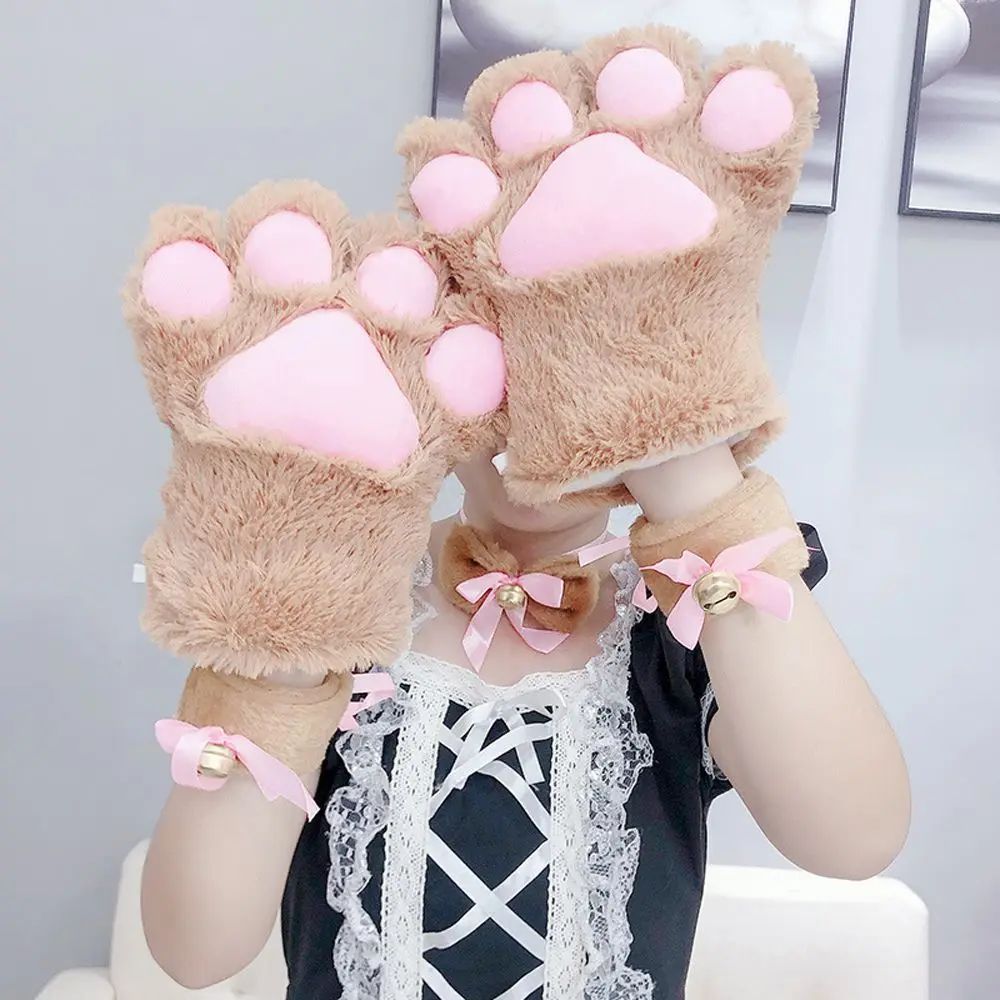 

Sweet Fluffy Bear Claw For Women Paw Mittens Anime Cosplay Gloves Plush Cat Claw Gloves