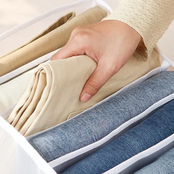 Jeans Compartment Storage Box Closet Clothes Drawer Mesh Separation Box Stacking Pants Drawer Divider Can Washed Home Organizer 3