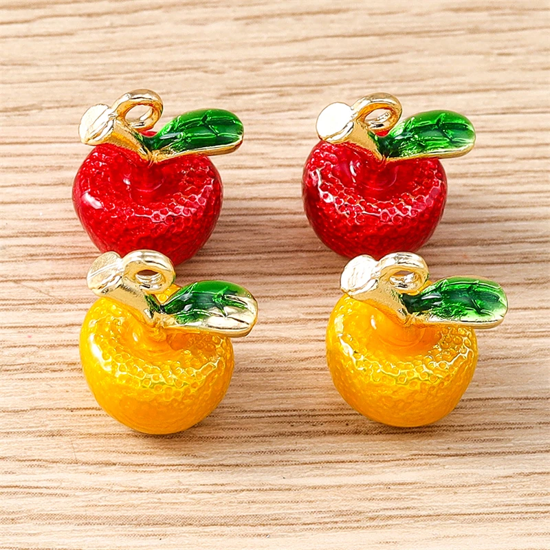 5 Stück 13 x 14 mm niedliche Legierung 3D Obst Apfel Charms Anhänger für Schmuckherstellung Tropfen Ohrringe Halsketten Armbänder DIY Bastelbedarf