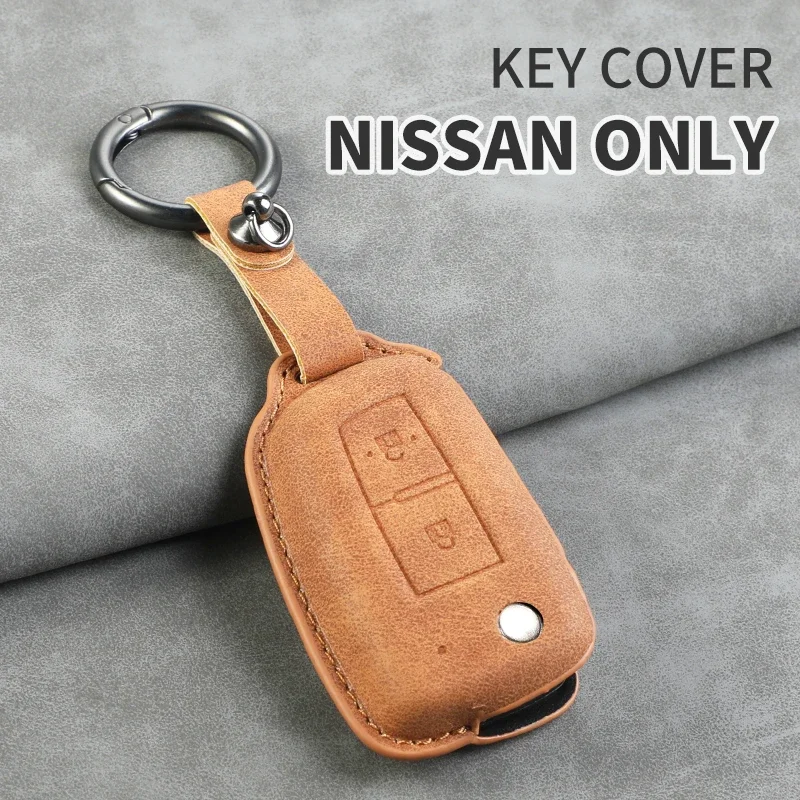 

Leather Car Key Case For Nissan X-Trail Qashqai J11 Juke Murano Micra Tiida Maxima Altima Leather Remote Protector Key Case