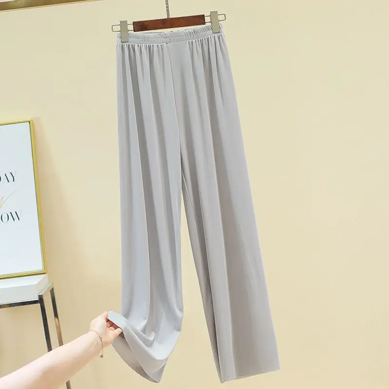 Sommer frauen Hosen Anzug Lose Ice Silk Kühlen Dünne Top Breite Bein Hosen Homewear Casual Einfache Sexy Pjs frauen Pyjamas Nachtwäsche – Detail 23