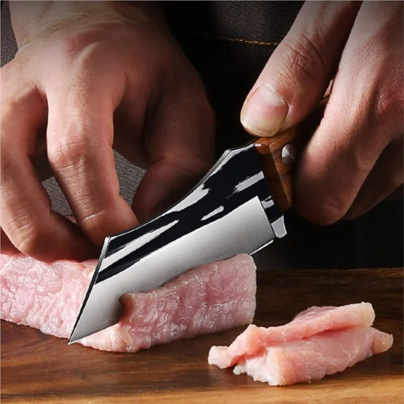 kitchen knives Outdoor Cutting Knife Hand-forged High-hardness Fine Steel Cutting Tool Forging Shaving Bone Knife Household Meat Eating