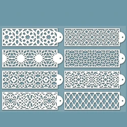 8Pcs/Lot 10*34cm Geometry Flower Frame DIY Layering Stencils Wall Painting Scrapbook Coloring Embossing Album Decor Template