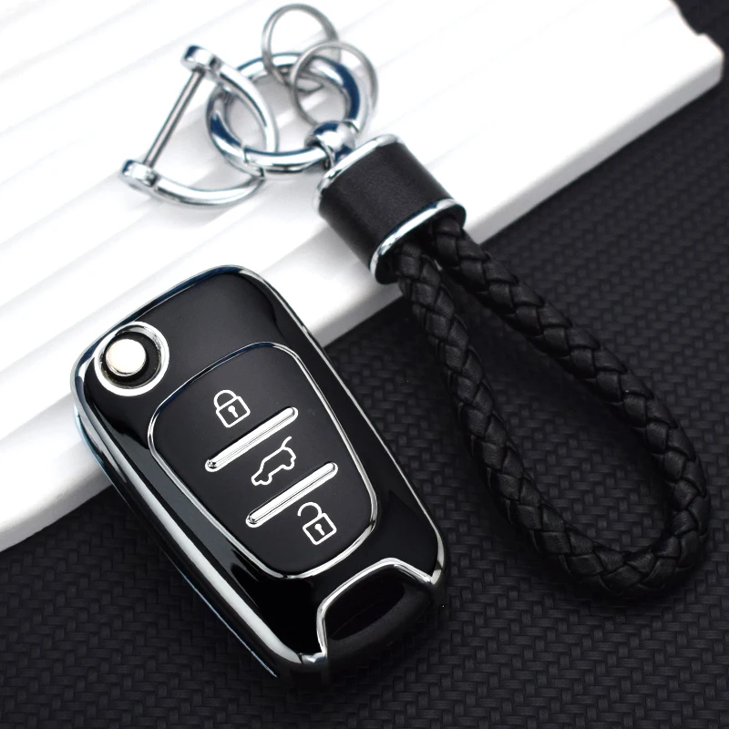 For KIA RIO Soul Optima Ceed K2 K3 K5 Pride For Hyundai Elantra Accent i20 i30 ix35 Car Flip Key Case Cover Shell Fob Keychain