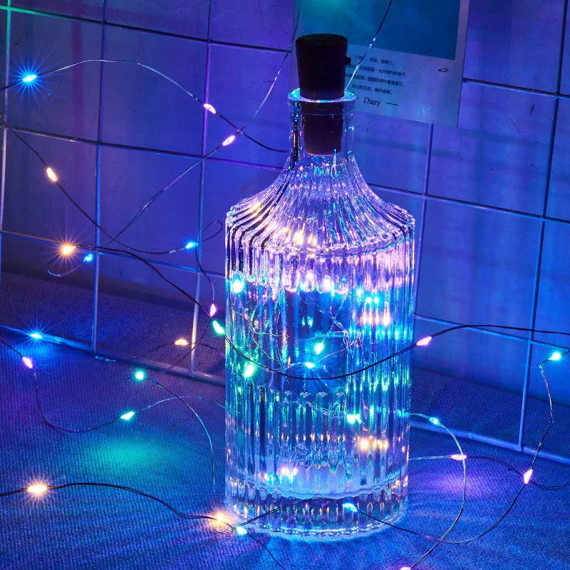 

1/2/3M Garland Christmas Holiday Decor LED Copper Wire String Lights 2PCS Wine Bottle Fairy Light Wine Bottle Cork String Light