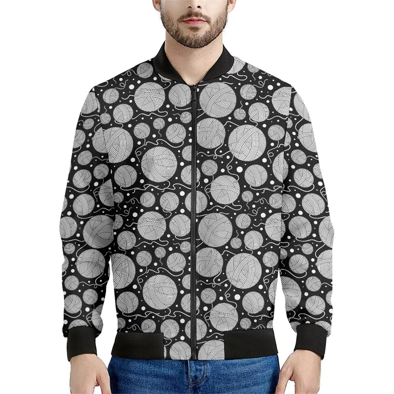 thumbnail image 1 of Chaquetas con estampado 3D de bolas de lana de colores para hombres y niños, sudadera de primavera y otoño, chaqueta bomber informal con cremallera, abrigo, 1 of 5