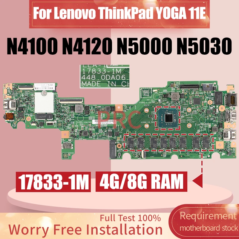 Placa-mãe do Portátil para Lenovo Thinkpad Yoga 11e 178331m N4100 N4120 N5000 N5030 4g 8g Mainboard do Caderno Teste Completo