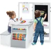 3 in 1 Kids Art Table and Chair Set, Toddler Craft and Play Wood Activity Desk with Double-Sided Easel Blackboard Whiteboard 1