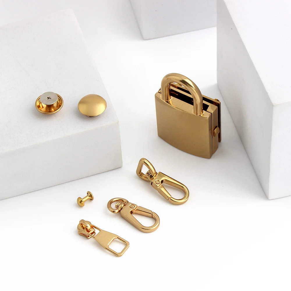 4/10Sets Metal Clasp Lock Snap Hook For DIY Leather Craft Handbag Shoulder Purse Briefcase Catch Buckles Whole Set Accessories