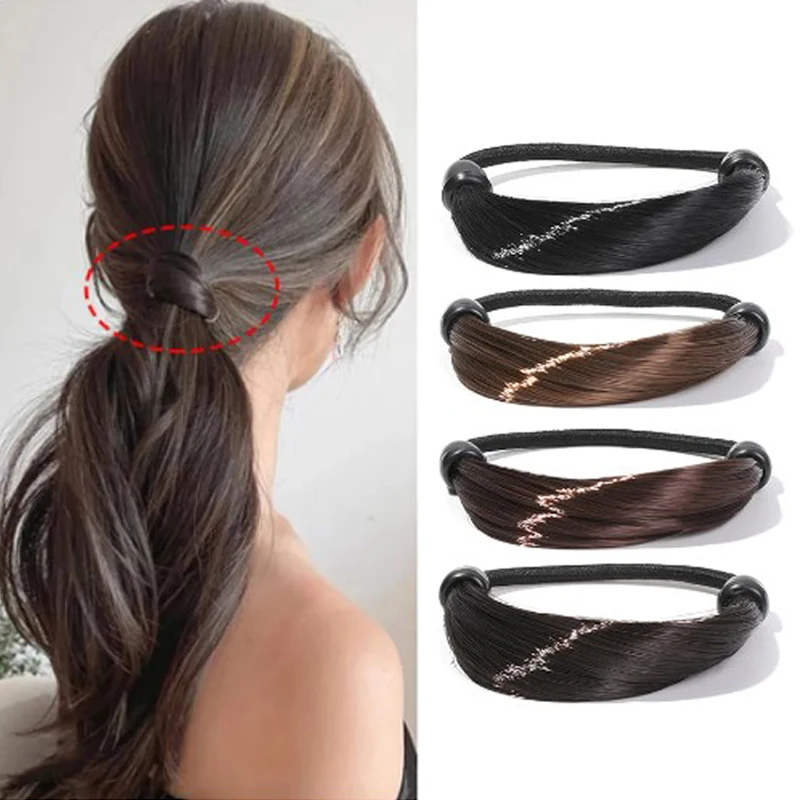 

Faux Wigs Rubber Band Elastic Hair Ties Straight Hair Rings Simple Hair Band Ponytail Holder For Women Fashion Hair Accessories