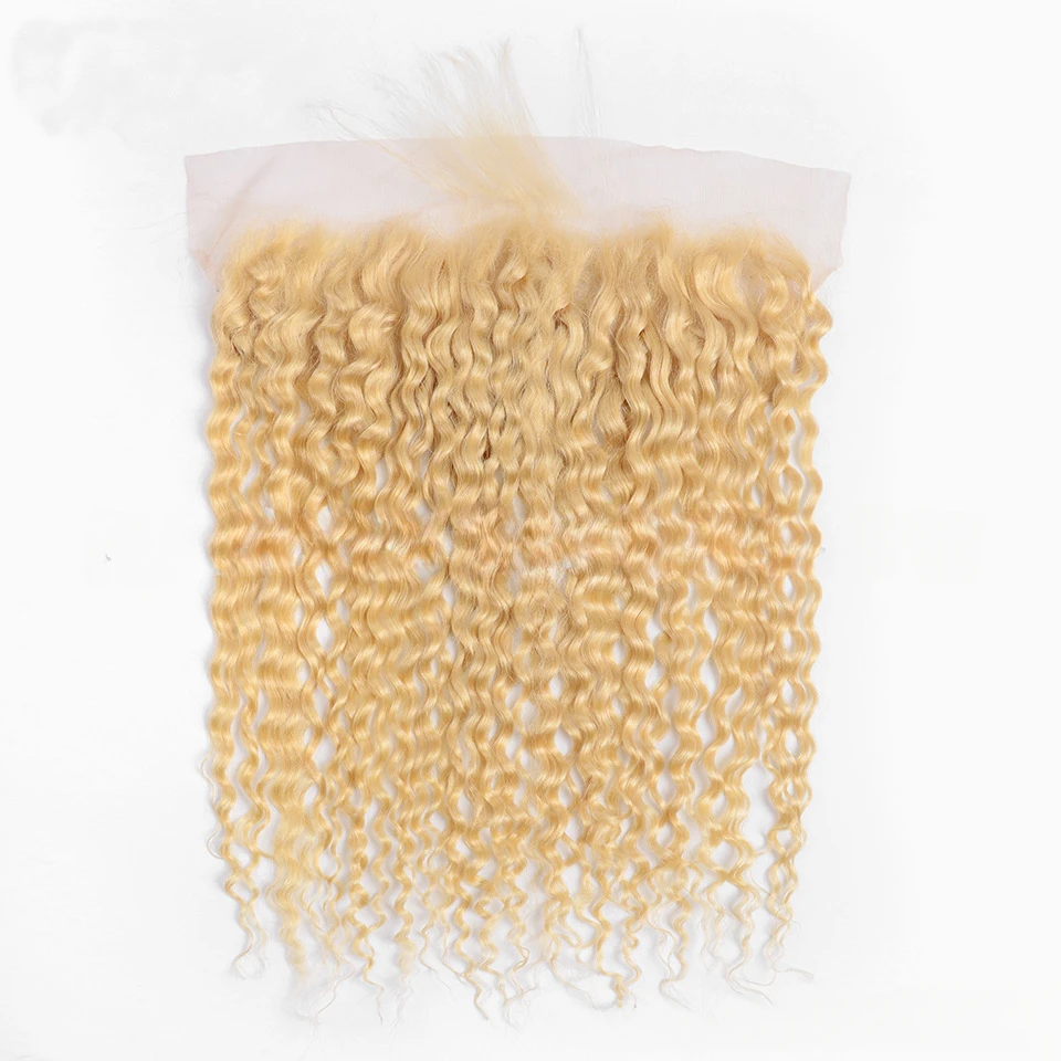 613 Blonde Water Wave 13x4 Human Hair Lace Frontal 16-20 Inch 150% Density Pre-Plucked Transparent Swiss Lace Ear To Ear Front