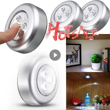 3led 터치 컨트롤 야간 조명 라운드 램프 캐비닛 옷장 푸시 스틱 램프 침대 옆 팻 램프, 홈 주방 침실 조명