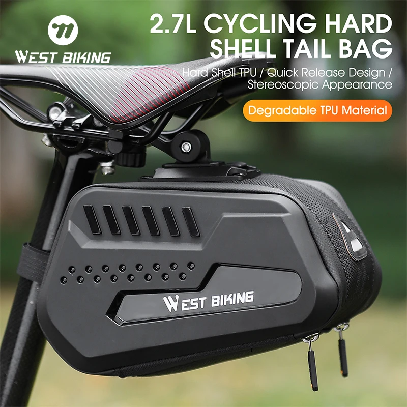 

WEST BIKING Bicycle Saddle Bag Hard Shell Seat Tool Bag Mtb Road Bike Waterproof 2.6L-2.7L Cycling Pack Sports Bike Accessories